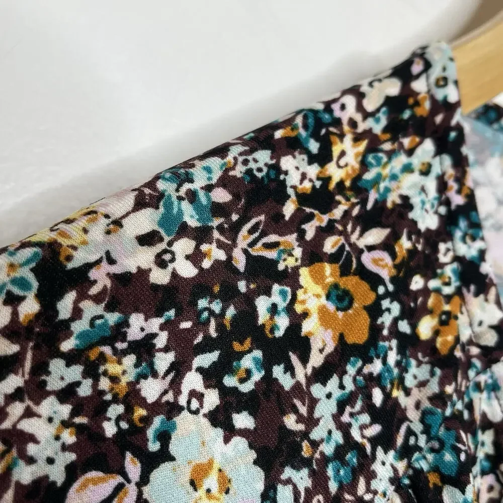 Torrid Floral Print Tiered Faux Wrap Dress Burgundy Womens 2X Wedding Guest
